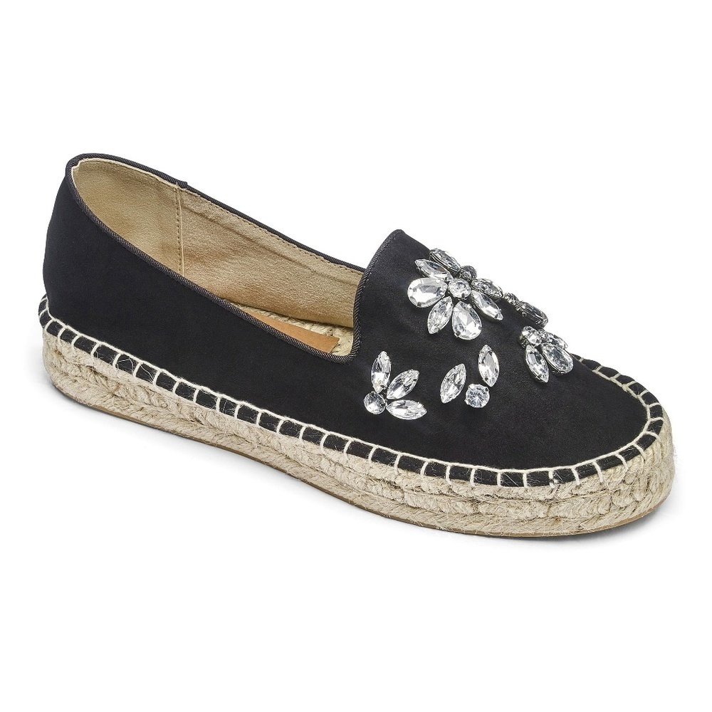 SOLE DIVA JEWELED ESPADRILLE'S - BLACK SIZE 8E WIDE WIDTH (NEW WITH TAGS) - Picture 2 of 4